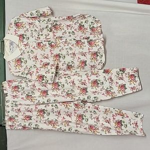 Vintage La Cera Rose Floral Comfortwear Loungewear Set Womens Sz M